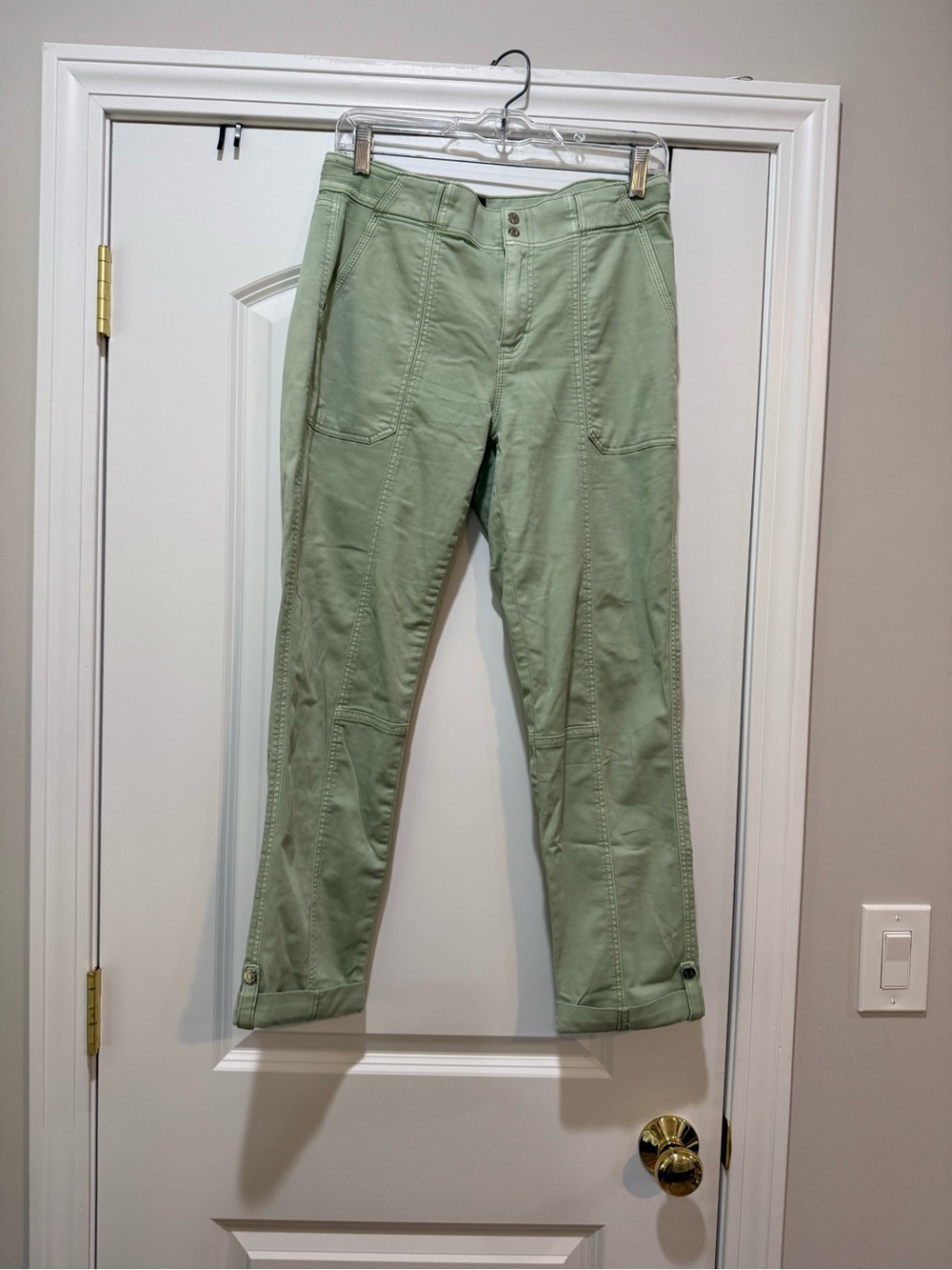 White House Black Market Light Sage Green Cropped Jeans